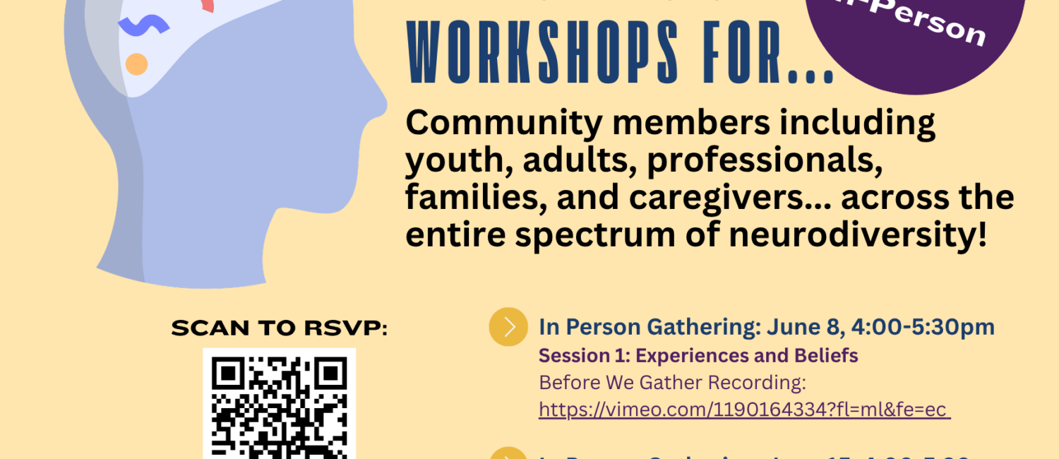 Event flyer for the "Navigating Neurodiversity" community workshop series.